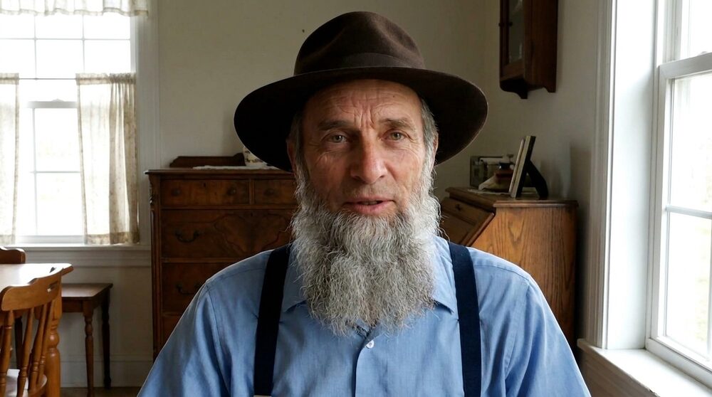 An Amish elder in his kitchen